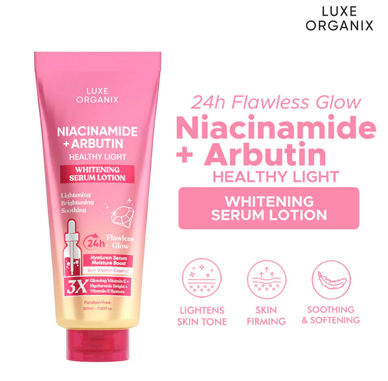 Luxe Organix Niacinamide + Arbutin Healthy Light Whitening Serum Lotion - 350ml