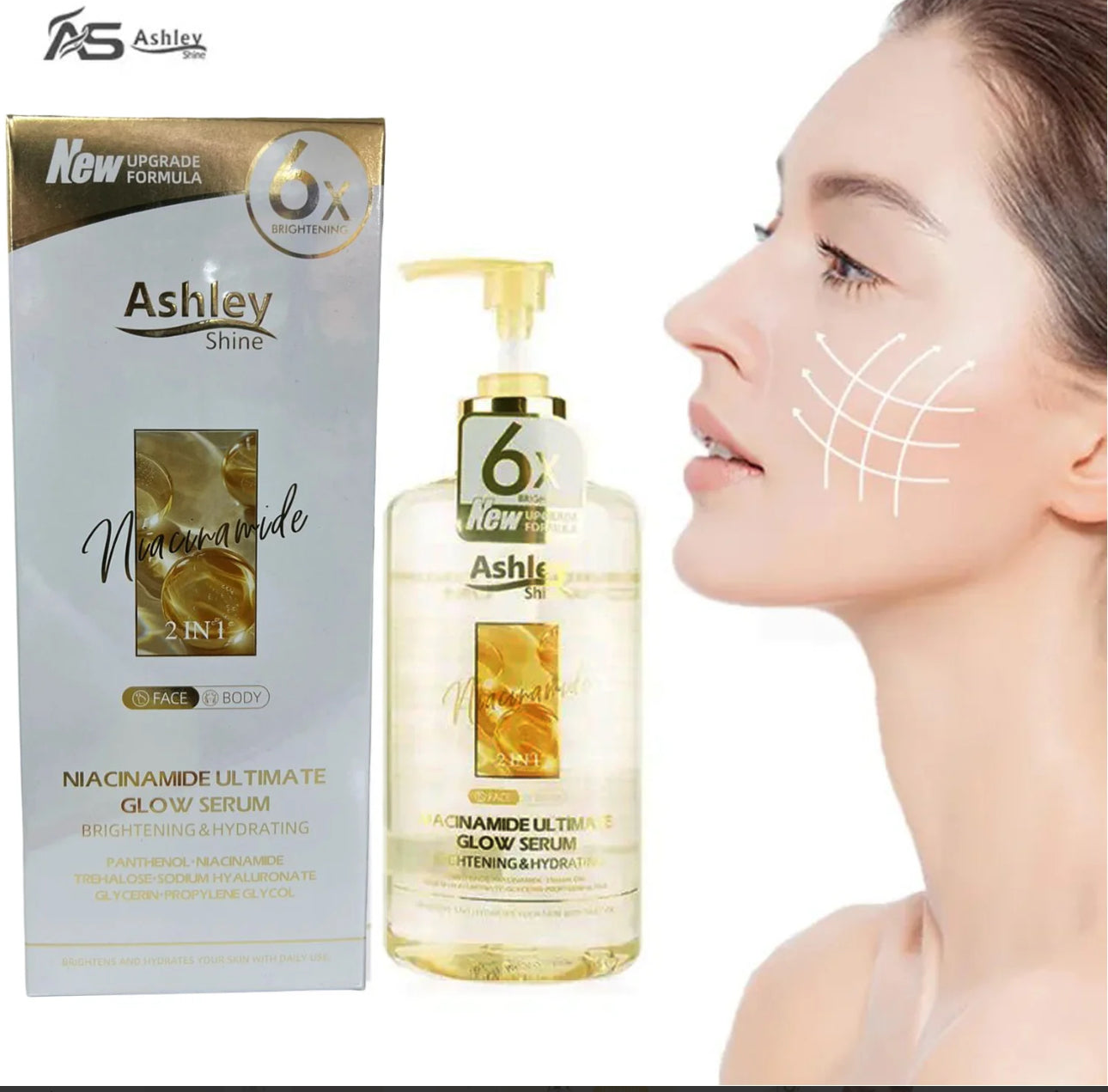 Ashley Shine Niacinamide Ultimate Glow Serum 2 In 1 (Face & Body) - 520ml
